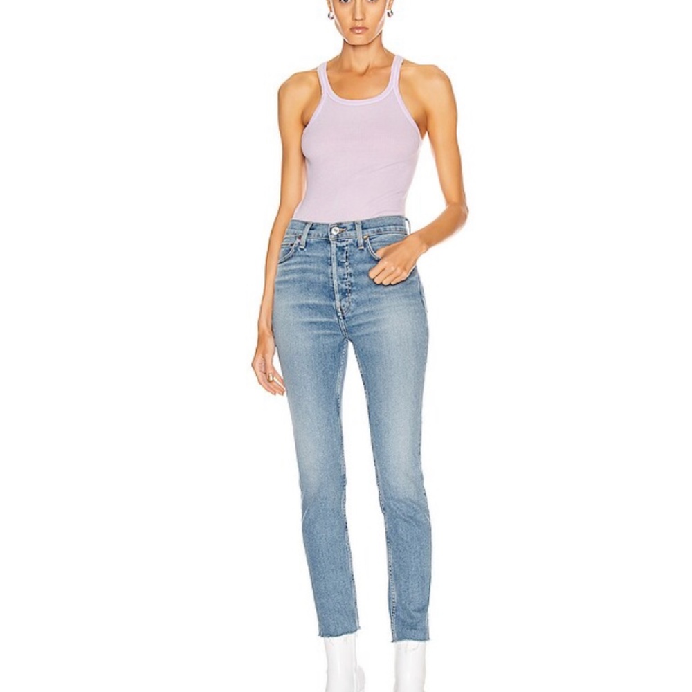 Re/Done 90s High Rise Crop Jeans in Medium 2 Wash Blue Size 27